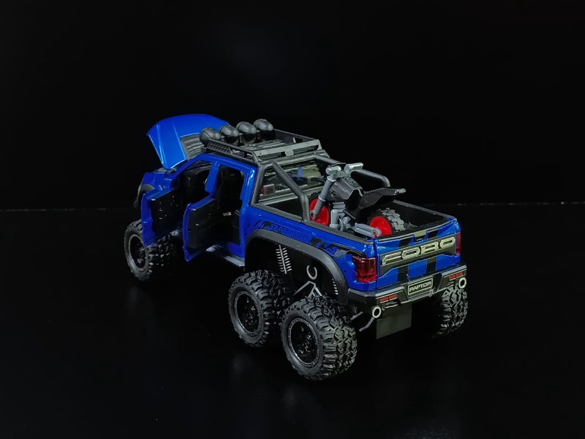 Ford F150 Raptor Azul con moto (22 centimetros) - Imagen 2