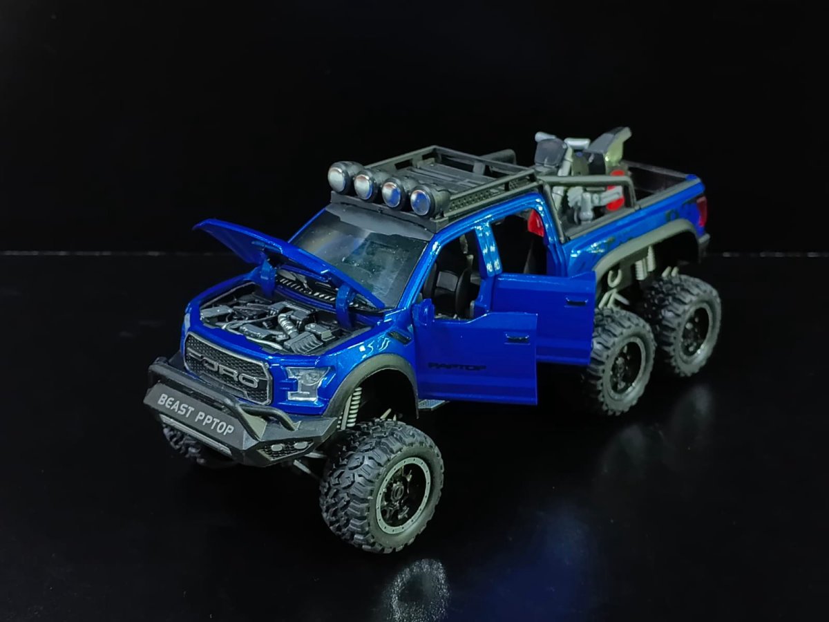 Ford F150 Raptor Azul con moto (22 centimetros) - Imagen 3